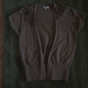 Brown short sleeve cardigan