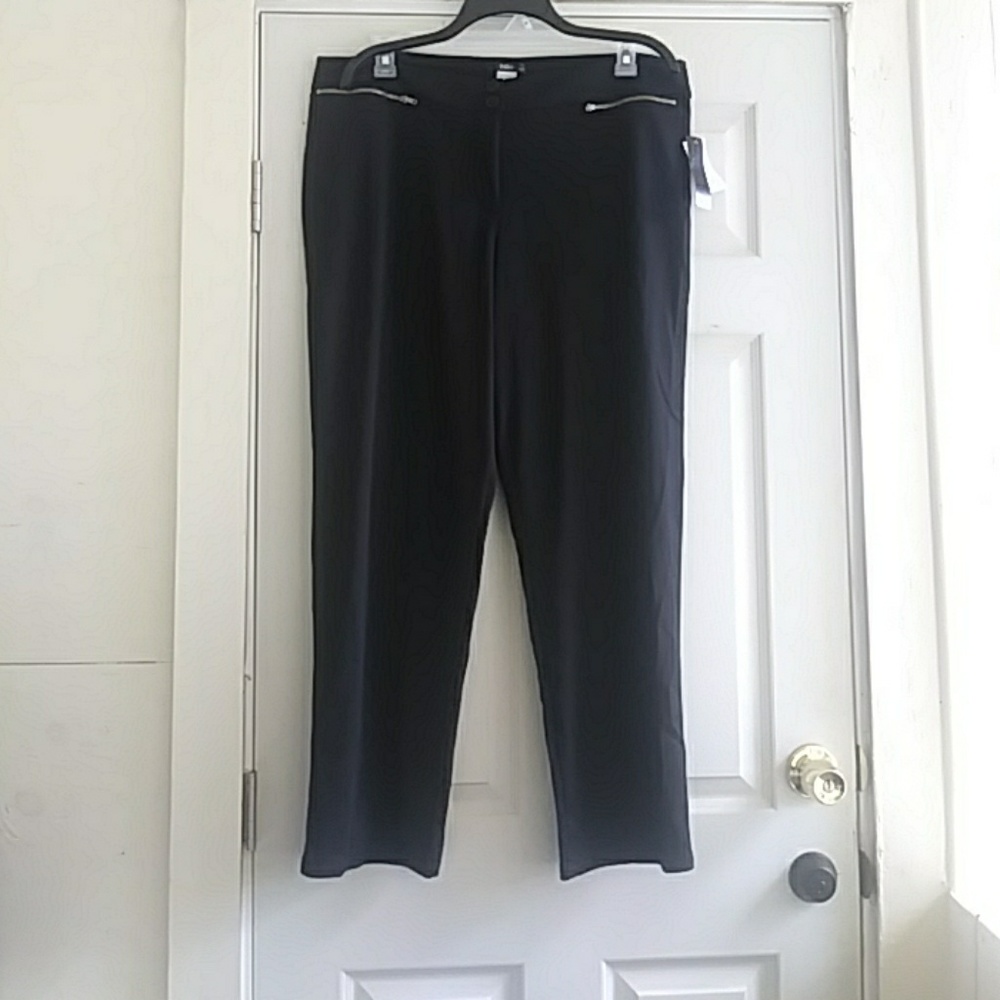 Women's pants with faux front zippers