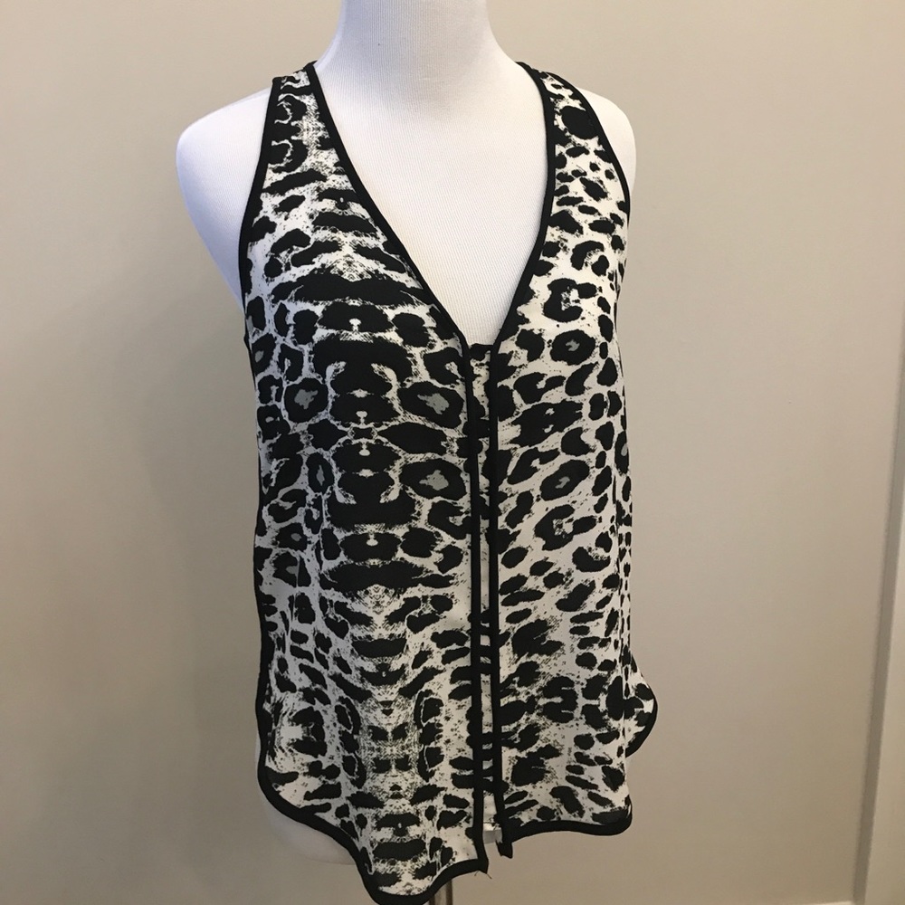 XS Black and White Animal Print Top