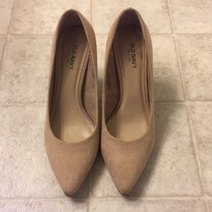 Nude / Beige Suede Heels