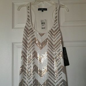 White and gold sequin top