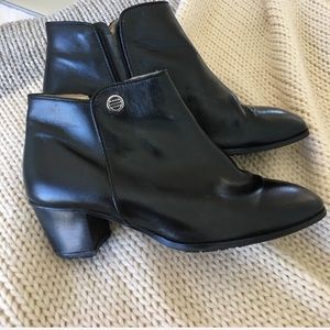 ALL LEATHER AND ALL WEATHER black heeled booties!