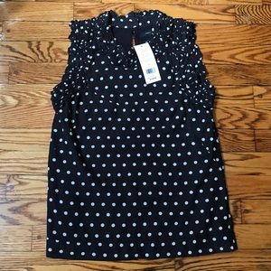 French connection navy blue polka dot blouse 2 XS