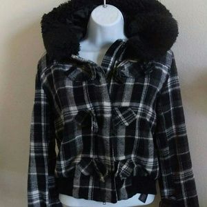 Plaid fur jacket
