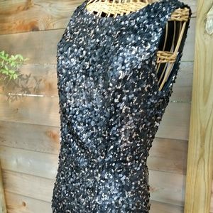 Black and Gold Micro Sequin Dress by Sue Wong