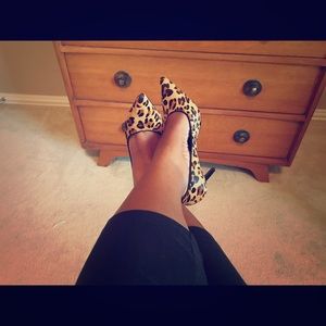 Ralph Lauren Leopard Print Heels- calf hair