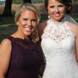 Deep purple long bridesmaid dress