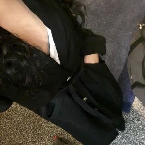 Full length black trench