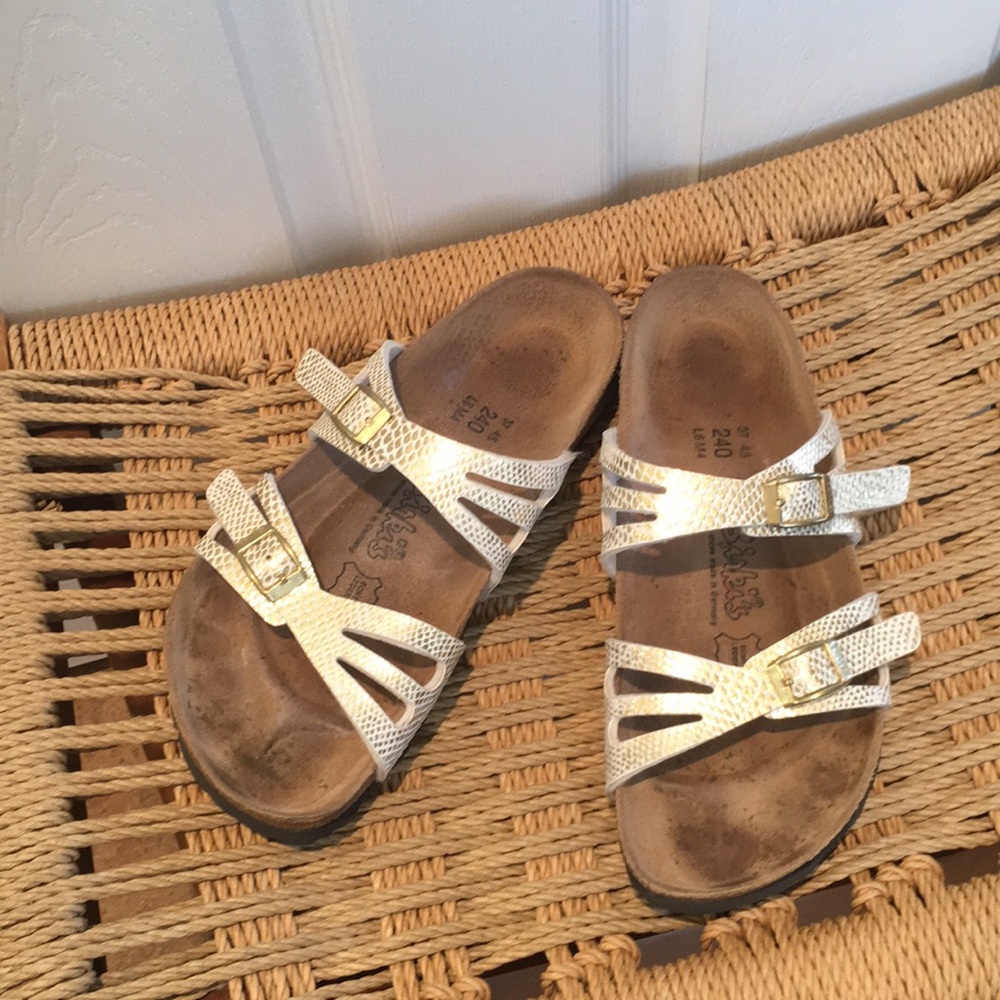 Birki's by Birkenstock white and Gold