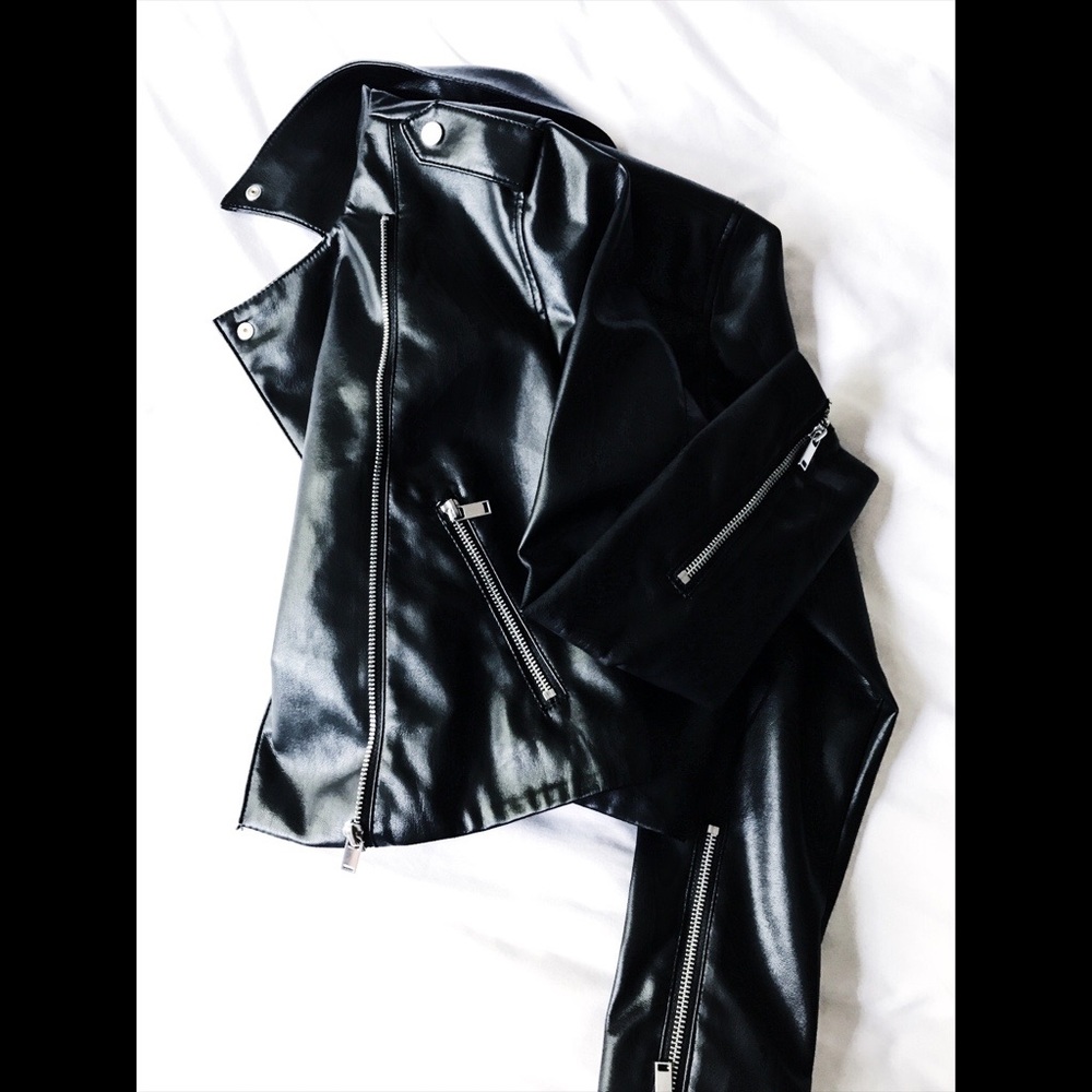 NWOT Leather Moto Jacket with Asymmetrical Zip