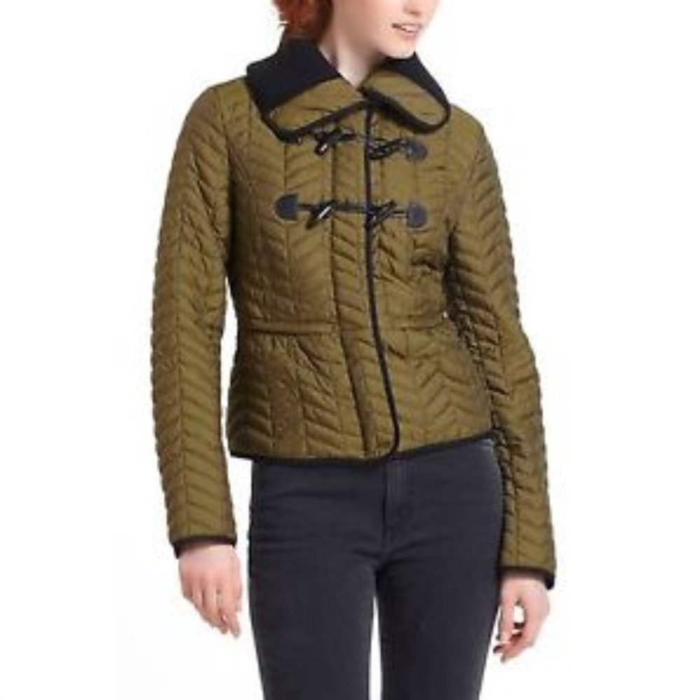 Anthropology Cartonnier Green Quilted Jacket