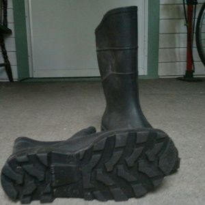 Black rain boots.