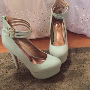 Mint green heels
