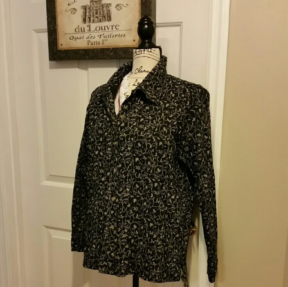DENIM & COMPANY Floral Denim Jacket with Tucks