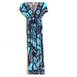 Blue V-neck Maxi Dress Small