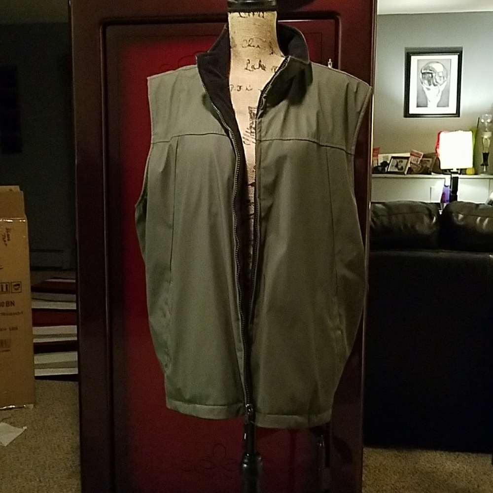 Gray fleece-lined microfiber vest