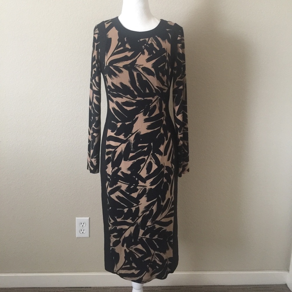 Maggy London Dress. Size 4. Black/Tan Color.