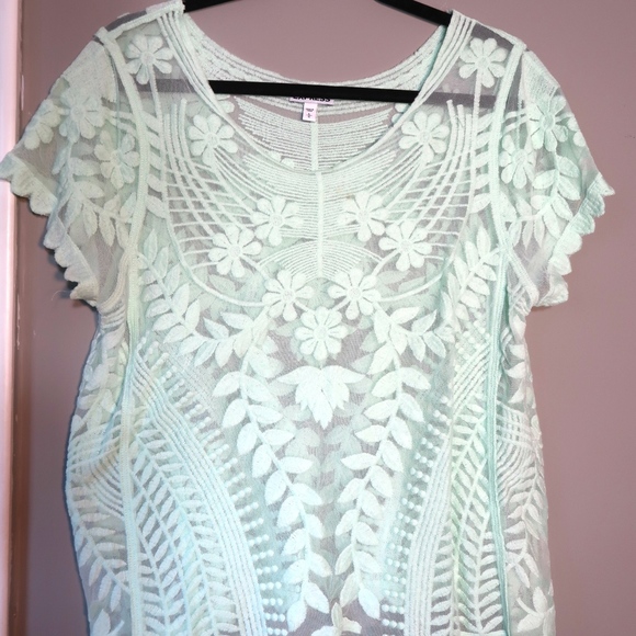 mint green lace top