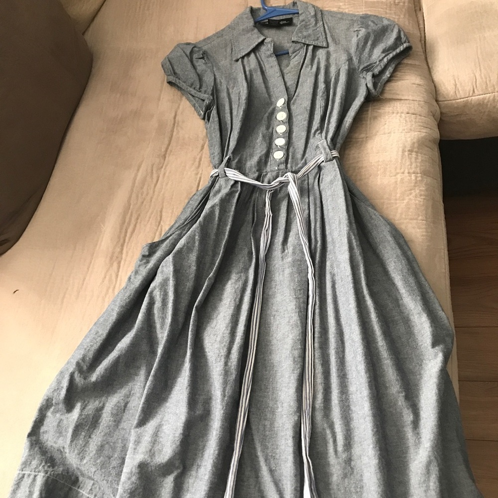 Chambray knee length dress.