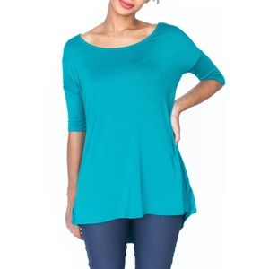 Agnes and Dora Hi Lo Tee Teal M NEW