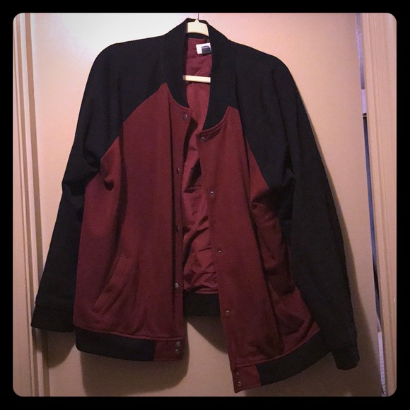 Old Navy Jackets & Blazers - Old Navy Maroon and Black Bomber-Jacket XXL