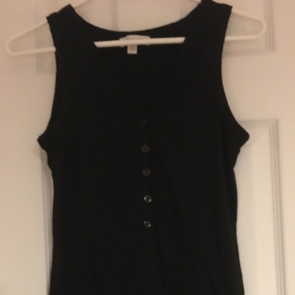 Bogari Black Button Up Tank Top - Picture 1 of 3