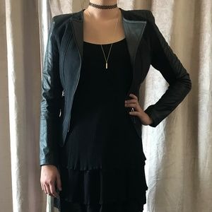 Faux Leather Sleeve Jacket