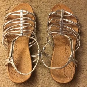 Size 9 DKNY silver strappy sandals