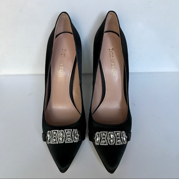 NEW Satin Enzo Angiolini Heels Rhinestone Toe - Picture 2 of 6