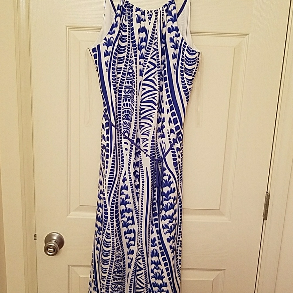 Blue and white dress