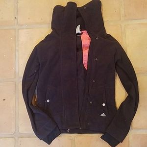 Adidas fitted poly/spandex zip/button jacket