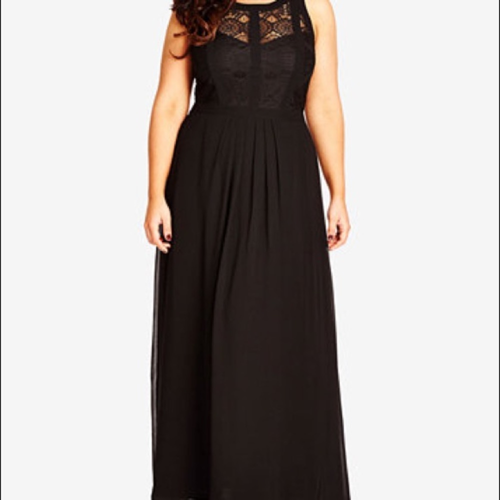 City Chic plus size Paneled lace bodice gown