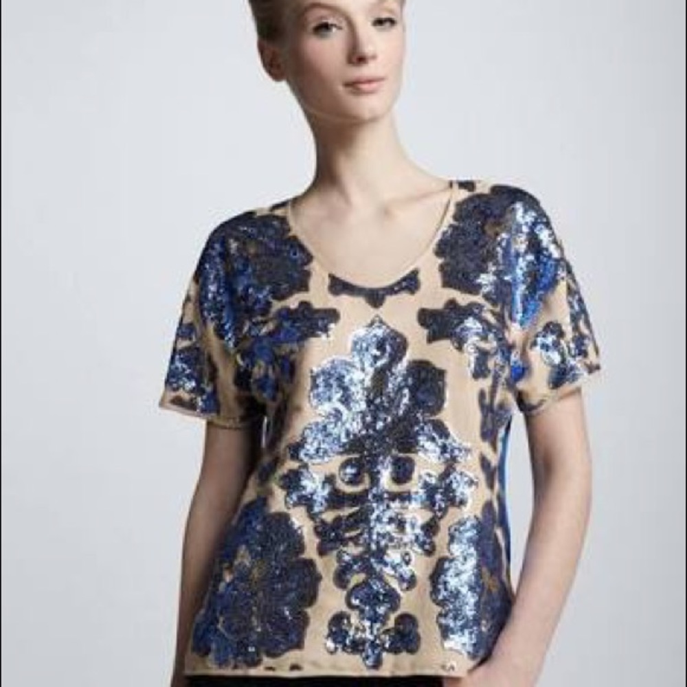 Tracy Reese Sequin Blue Top