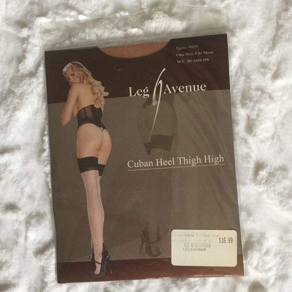 Other - NWT nude sheer Cuban heel thigh high stockings