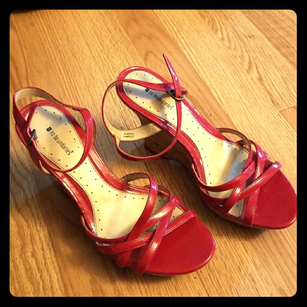 Cute red strappy wedges
