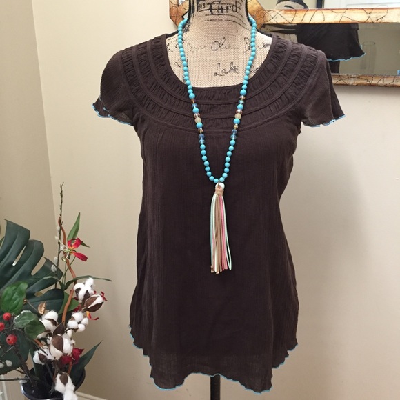 Free People Tops - 🌸Free People turquoise hem strappy back blouse!