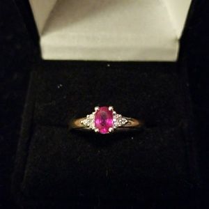 14kt White Gold and Ruby Ring, Size 7!