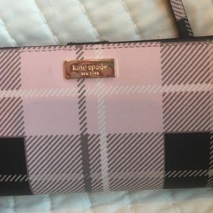Kate Spade wallet pink and black plaid.