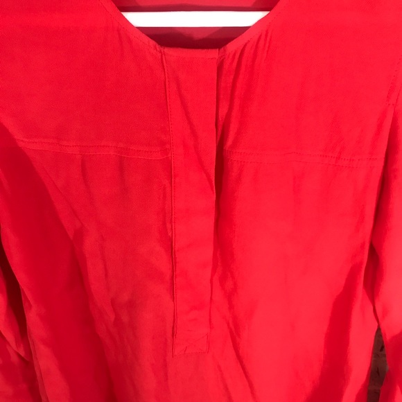 J. Crew Petite Covered Button Crepe Red Blouse - Picture 3 of 5