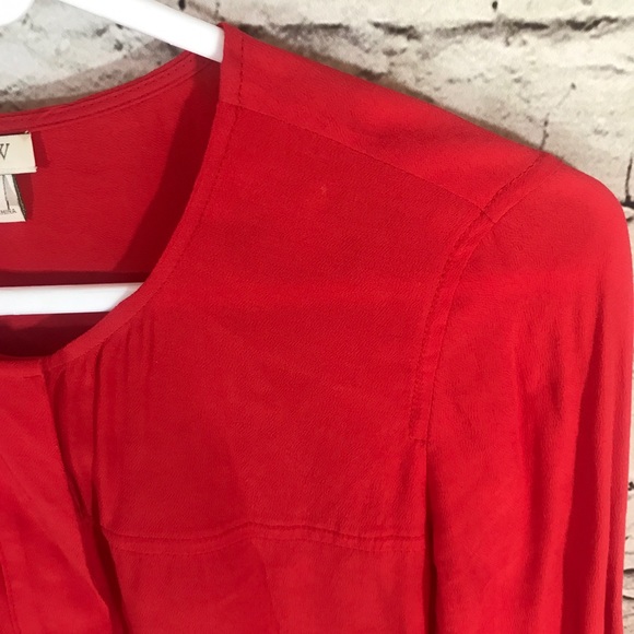 J. Crew Petite Covered Button Crepe Red Blouse - Picture 4 of 5