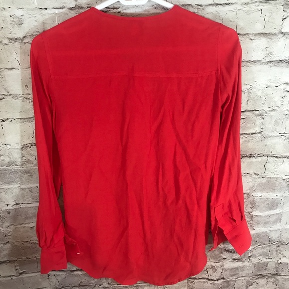 J. Crew Petite Covered Button Crepe Red Blouse - Picture 5 of 5