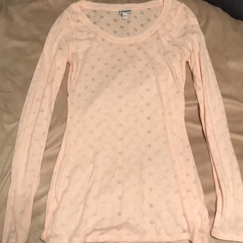 Light pink poke a dot long sleeve shirt