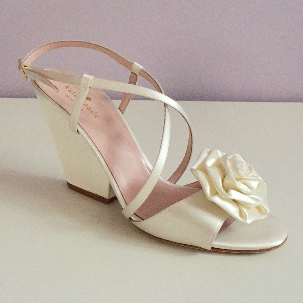 Kate Spade Imari Rose Wedges Wedding White 9