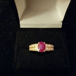 14kt YG and Ruby and Diamonds Ring, Size 8!