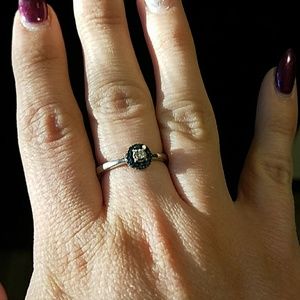 Blue and clear diamond ring