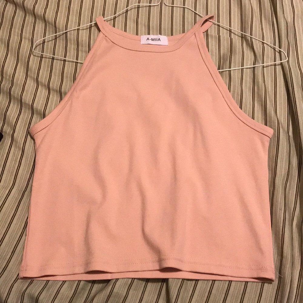 Pink halter top.
