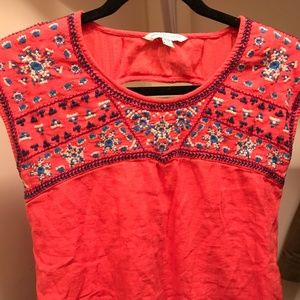 American Eagle Embroidered Coral Shirt