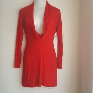 Akira Deep cowneck red dress