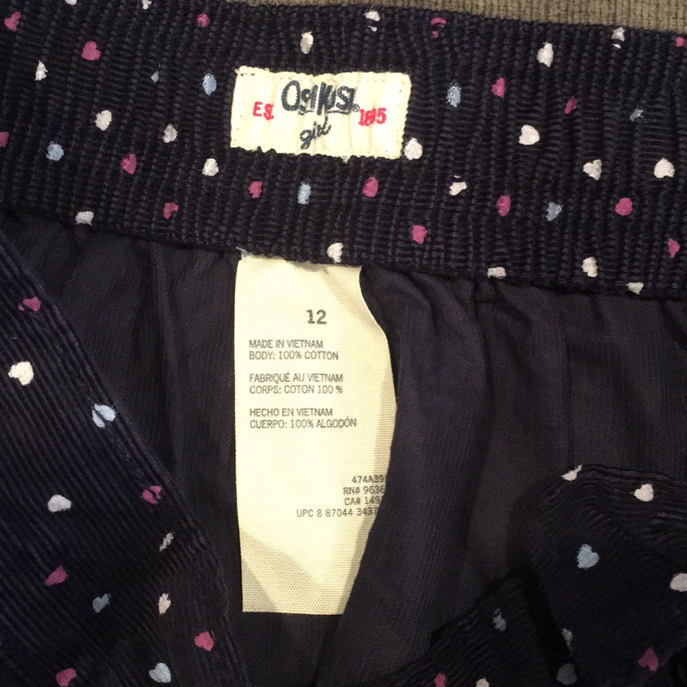 🎁 Oshkosh girls corduroy pleated skirt - Picture 4 of 6