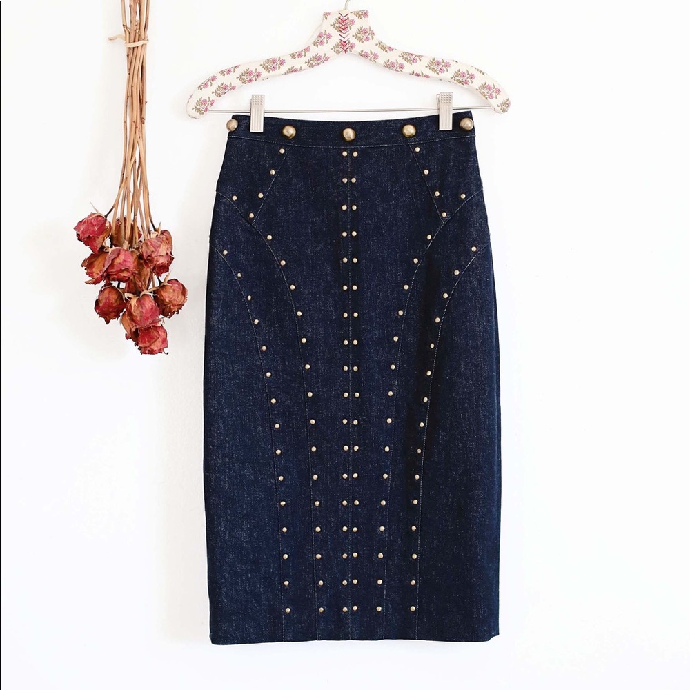 Tamara Mellon denim Studded skirt! - Picture 1 of 5